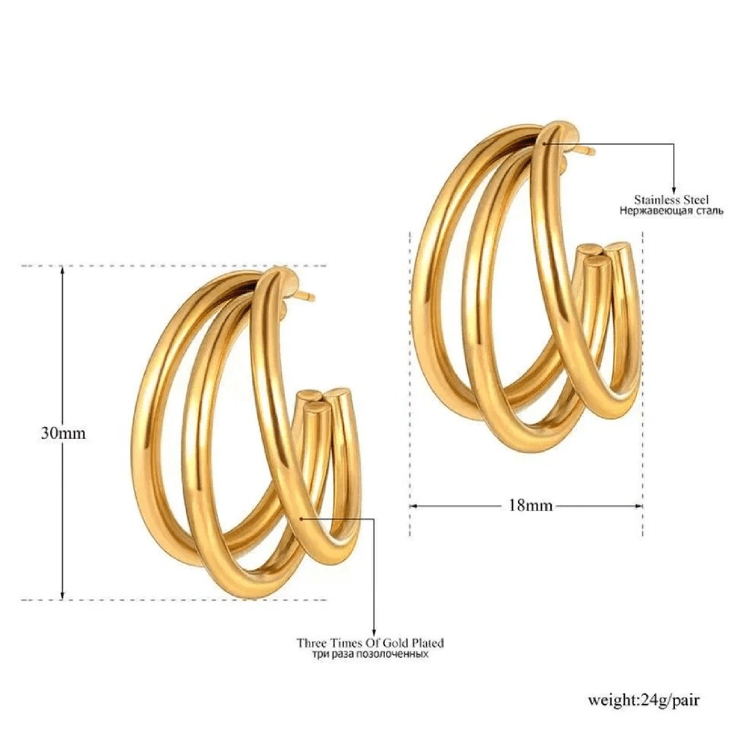 Gold Trio Hoops - Image 3